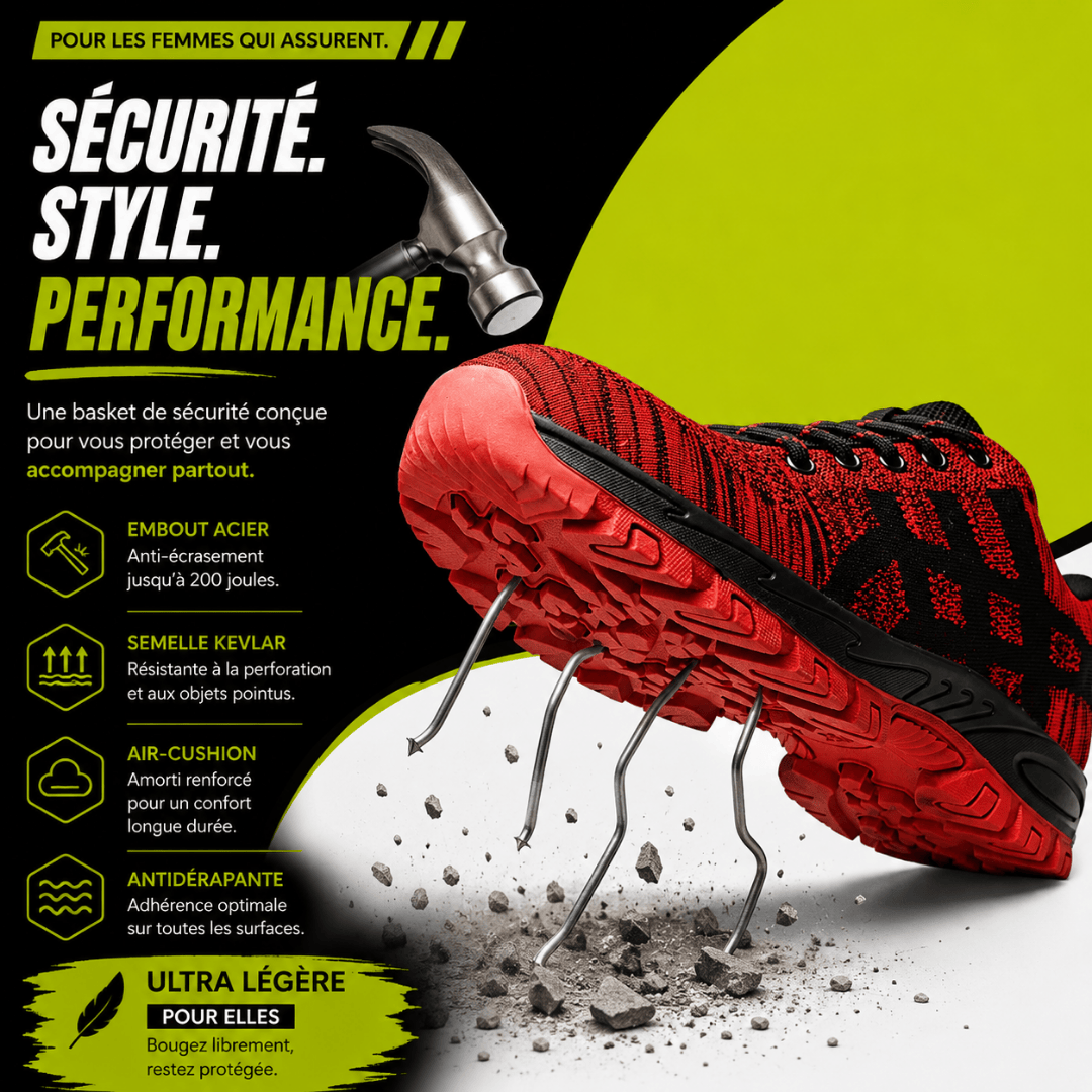 Basket de sécurité ASX RED S3 rouge et noire avec embout acier