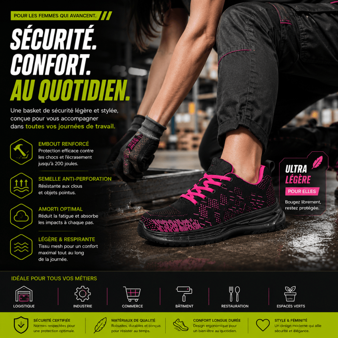 Basket de sécurité femme FLOW PINK avec embout acier 200 J