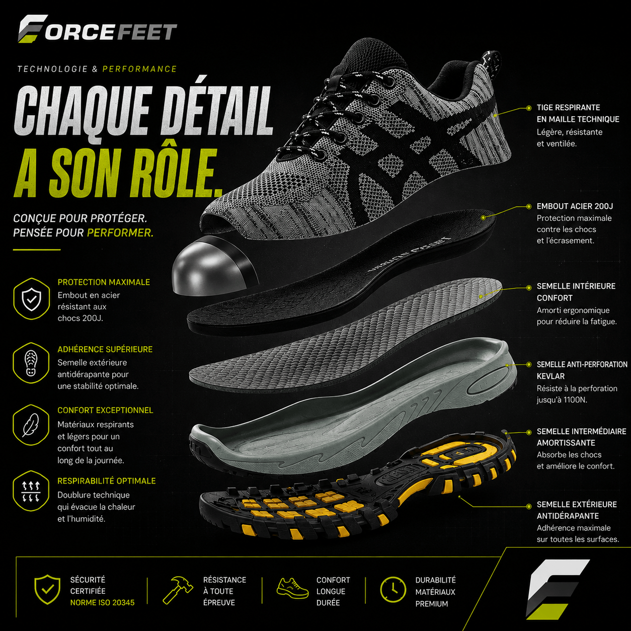 Chaussure de sécurité ASIX PHANTOM S3 avec embout acier 200 J